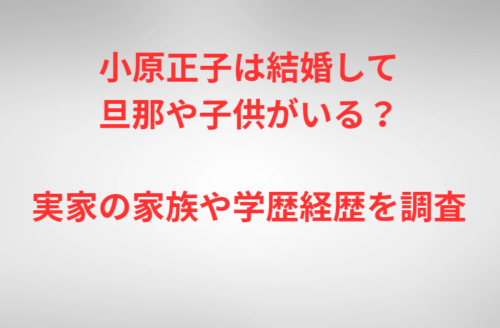 小原正子は結婚して旦那や子供がいる？実家の家族や学歴経歴を調査