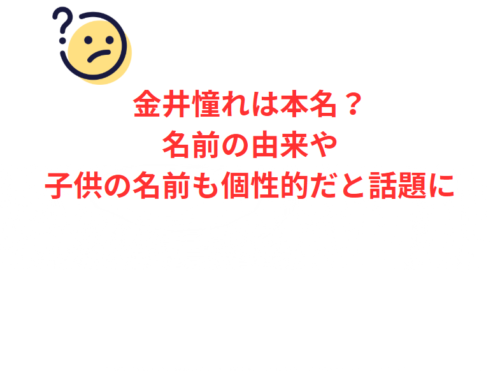 金井憧れは本名？名前の由来や子供の名前も個性的だと話題に