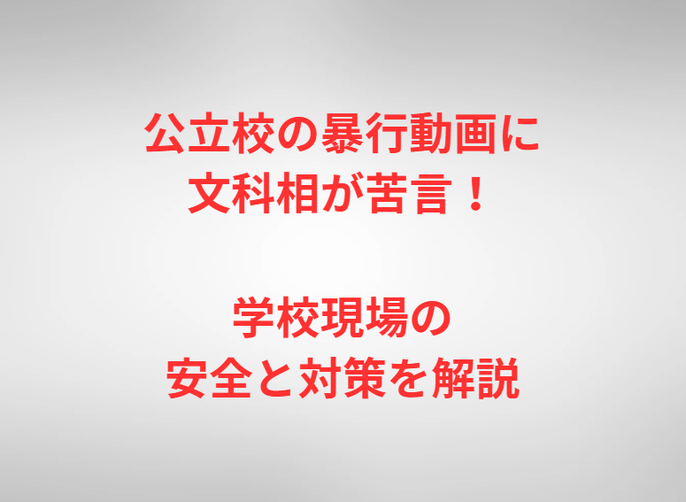 公立校の暴行動画に文科相が苦言！学校現場の安全と対策を解説