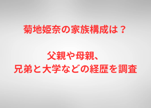 菊地姫奈の家族構成は？父親や母親、兄弟と大学などの経歴を調査