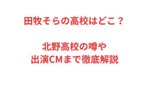 田牧そらの高校はどこ？北野高校の噂や出演CMまで徹底解説
