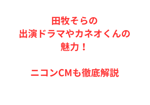 田牧そらの出演ドラマやカネオくんの魅力！ニコンCMも徹底解説