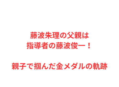 藤波朱理の父親は指導者の藤波俊一!親子で掴んだ金メダルの軌跡