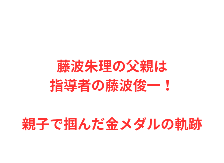藤波朱理の父親は指導者の藤波俊一！親子で掴んだ金メダルの軌跡
