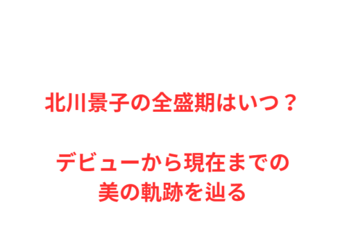 北川景子の全盛期はいつ?デビューから現在までの美の軌跡を辿る