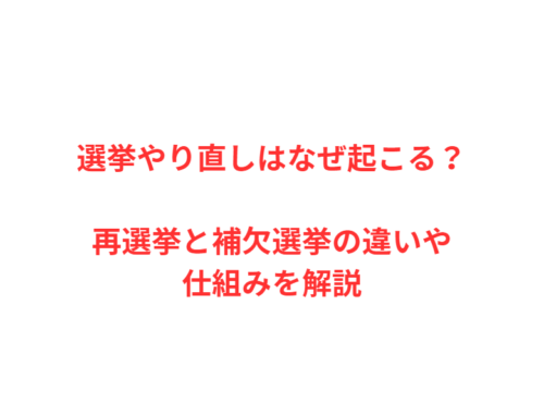選挙やり直しはなぜ起こる？再選挙と補欠選挙の違いや仕組みを解説