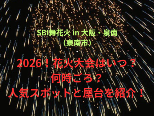 【SBI舞花火 in 大阪・泉南（泉南市）】2026！花火大会はいつ・何時ごろ？人気スポットや屋台も紹介！