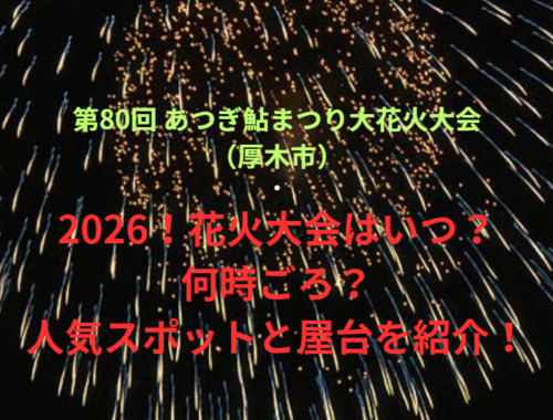【第80回 あつぎ鮎まつり大花火大会（厚木市）】2026！花火大会はいつ・何時ごろ？人気スポットや屋台も紹介！