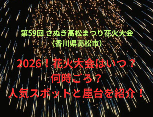 【第59回 さぬき高松まつり花火大会（香川県高松市）】2026！花火大会はいつ・何時ごろ？人気スポットや屋台も紹介！