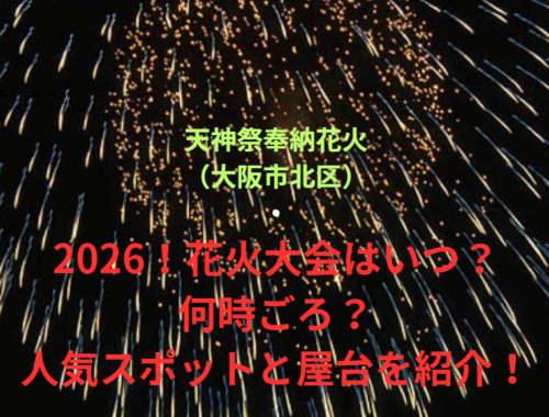 【天神祭奉納花火（大阪市北区）】2026！花火大会はいつ・何時ごろ？人気スポットや屋台も紹介！
