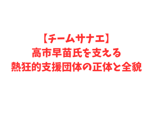 【チームサナエ】高市早苗氏を支える熱狂的支援団体の正体と全貌
