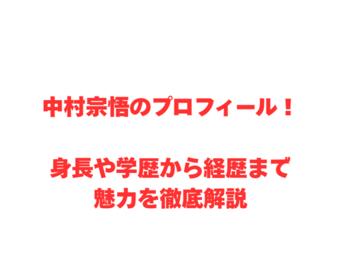 中村宗悟のプロフィール！身長や学歴から経歴まで魅力を徹底解説