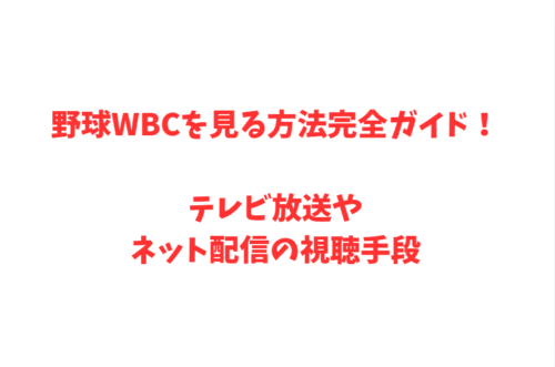 野球WBCを見る方法完全ガイド！テレビ放送やネット配信の視聴手段