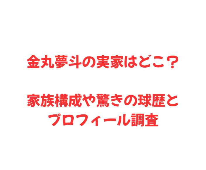 金丸夢斗の実家はどこ？家族構成や驚きの球歴とプロフィール調査