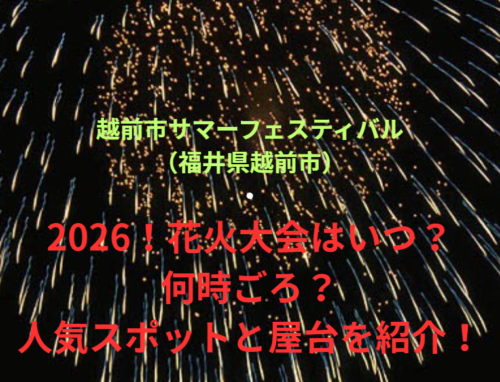 【越前市サマーフェスティバル（福井県越前市）】2026！花火大会はいつ・何時ごろ？人気スポットや屋台も紹介！