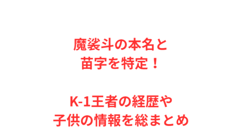 魔裟斗の本名と苗字を特定！K-1王者の経歴や子供の情報を総まとめ
