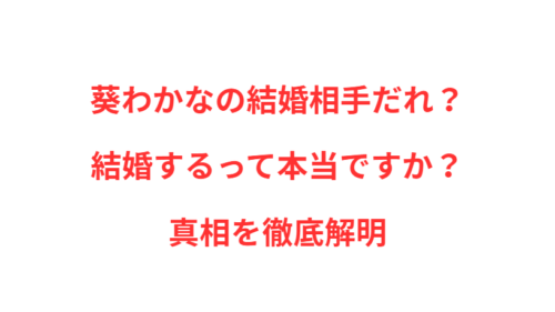 葵わかなの結婚相手だれ？結婚するって本当ですか？真相を徹底解明
