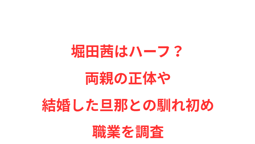 堀田茜はハーフ？両親の正体や結婚した旦那との馴れ初め・職業を調査