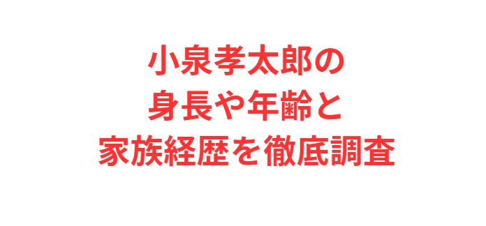 小泉孝太郎の身長や年齢と家族経歴を徹底調査