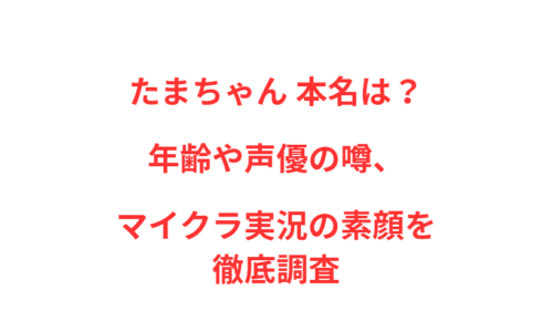 たまちゃん 本名は？年齢や声優の噂、マイクラ実況の素顔を徹底調査