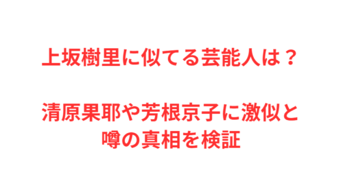 上坂樹里に似てる芸能人は？清原果耶や芳根京子に激似と噂の真相を検証