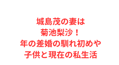 城島茂の妻は菊池梨沙！年の差婚の馴れ初めや子供と現在の私生活