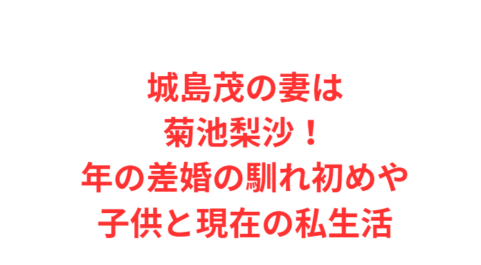 城島茂の妻は菊池梨沙！年の差婚の馴れ初めや子供と現在の私生活