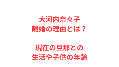 大河内奈々子離婚の理由とは？現在の旦那との生活や子供の年齢