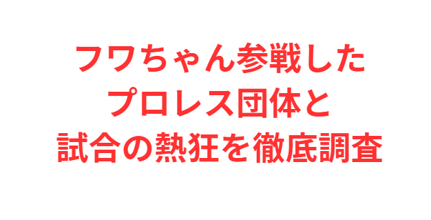 フワちゃん参戦したプロレス団体と試合の熱狂を徹底調査