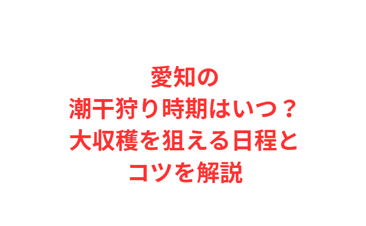愛知の潮干狩り時期はいつ？大収穫を狙える日程とコツを解説