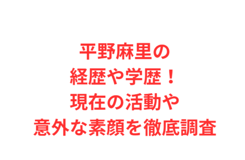 平野麻里の経歴や学歴！現在の活動や意外な素顔を徹底調査