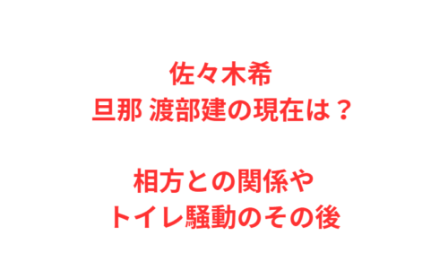 佐々木希 旦那 渡部建の現在は？相方との関係やトイレ騒動のその後