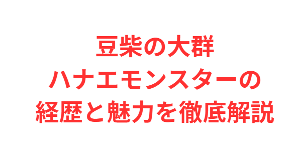 豆柴の大群ハナエモンスターの経歴と魅力を徹底解説