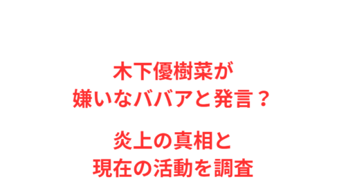 木下優樹菜が嫌いなババアと発言？炎上の真相と現在の活動を調査