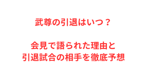 武尊の引退はいつ？会見で語られた理由と引退試合の相手を徹底予想