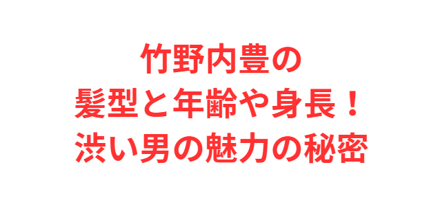 竹野内豊の髪型と年齢や身長！渋い男の魅力の秘密