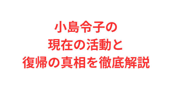 小島令子の現在の活動と復帰の真相を徹底解説