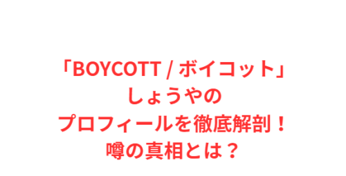 ボイコットしょうやのプロフィールを徹底解剖！噂の真相とは？