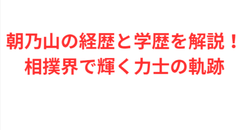 朝乃山の経歴と学歴を解説！相撲界で輝く力士の軌跡