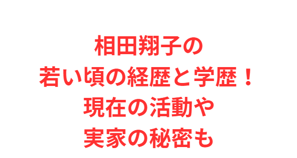相田翔子の若い頃の経歴と学歴！現在の活動や実家の秘密も