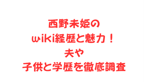西野未姫のwiki経歴と魅力!夫や子供と学歴を徹底調査