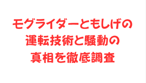 モグライダーともしげの運転技術と騒動の真相を徹底調査