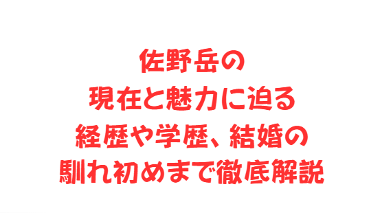佐野岳の現在と魅力に迫る経歴や学歴、結婚の馴れ初めまで徹底解説