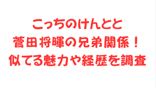 こっちのけんとと菅田将暉の兄弟関係!似てる魅力や経歴を調査