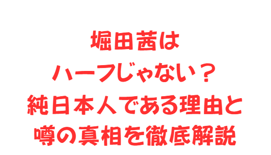 堀田茜はハーフじゃない？純日本人である理由と噂の真相を徹底解説