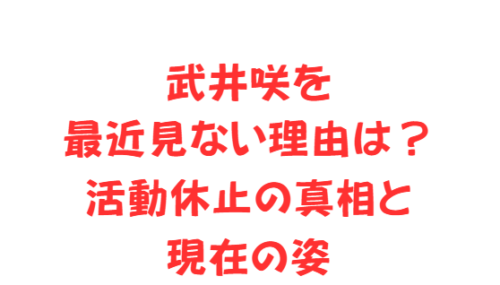 武井咲を最近見ない理由は?活動休止の真相と現在の姿