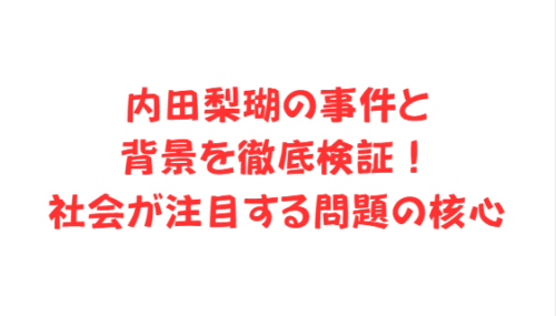 内田梨瑚の事件と背景を徹底検証！社会が注目する問題の核心