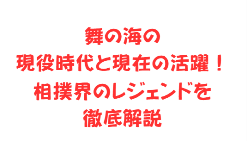 舞の海の現役時代と現在の活躍!相撲界のレジェンドを徹底解説