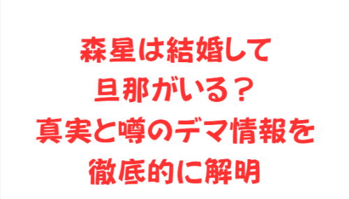 森星は結婚して旦那がいる？真実と噂のデマ情報を徹底的に解明