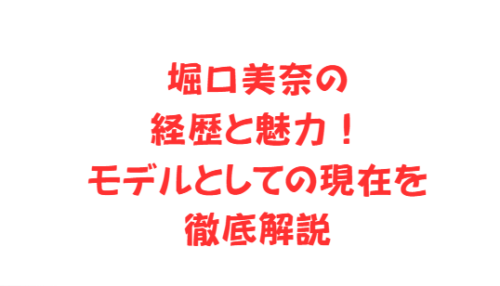 堀口美奈の経歴と魅力!モデルとしての現在を徹底解説